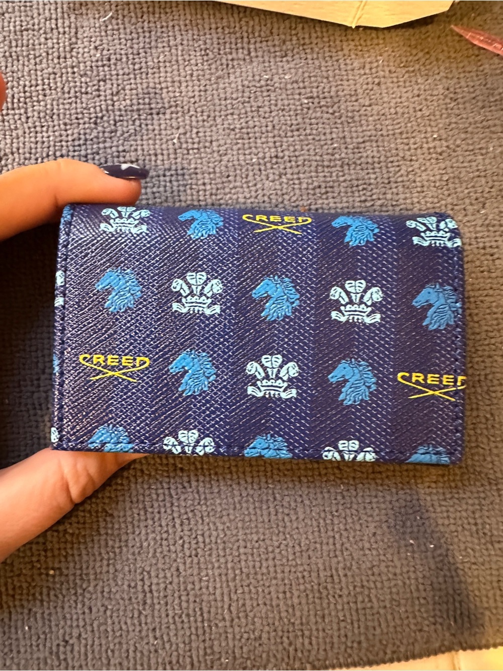 Creed Navy Patterned Leather Card Holder